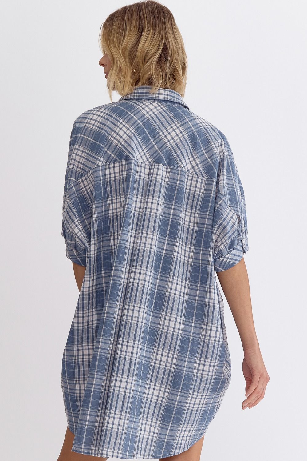 Plaid Collared Button Up Dress