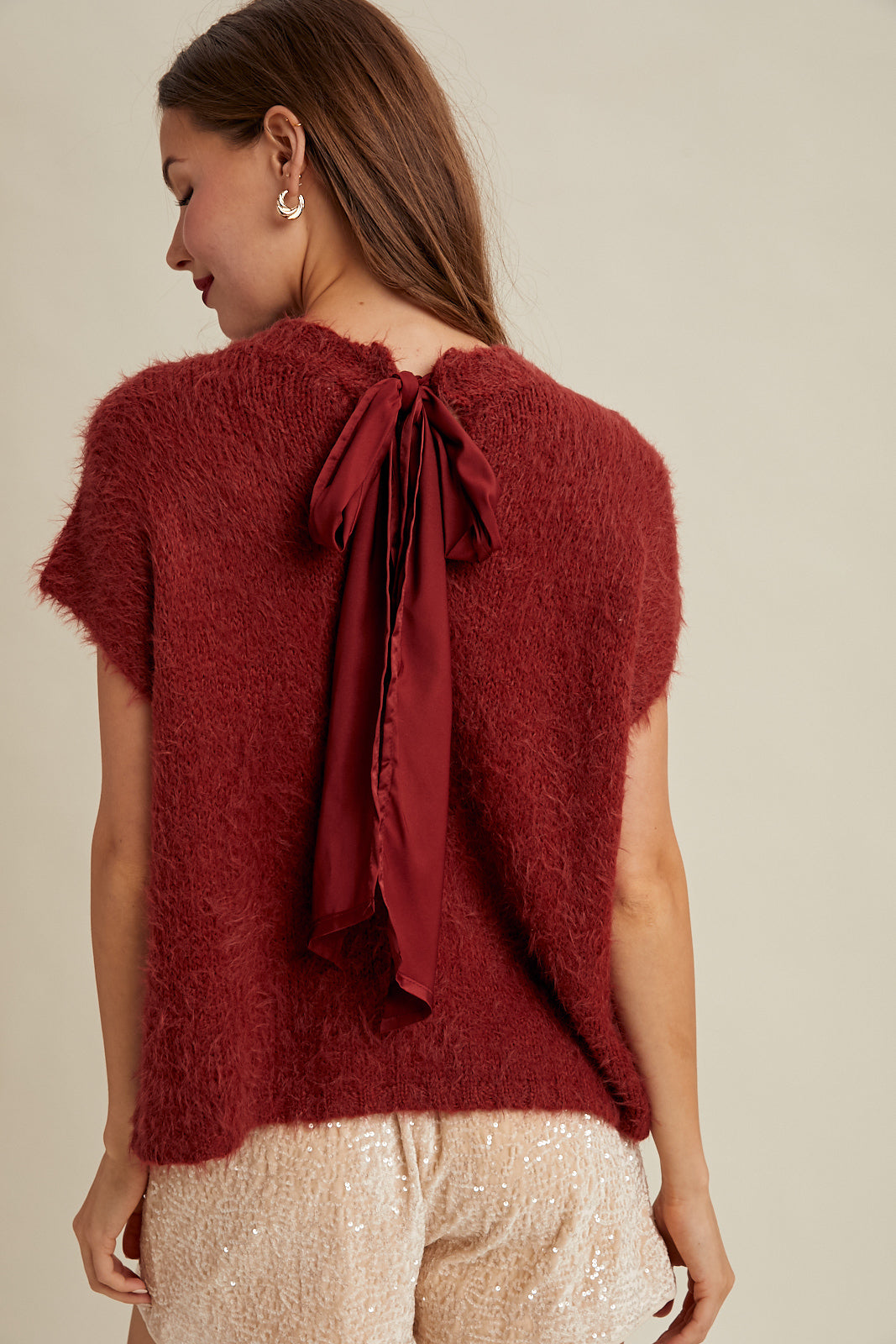 Sweater Vest Ribbon Back
