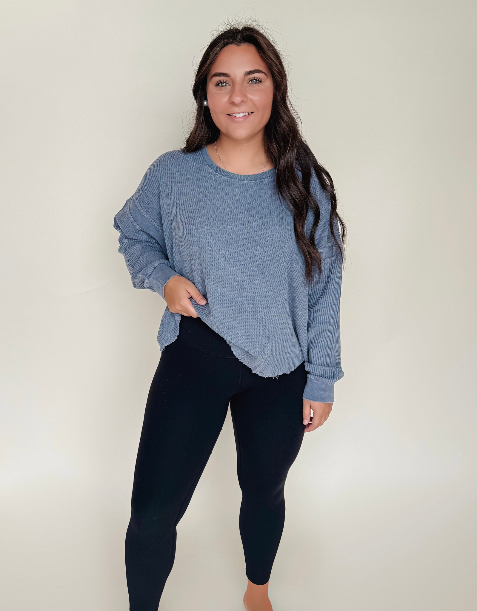 Open Back Textured Long Sleeve