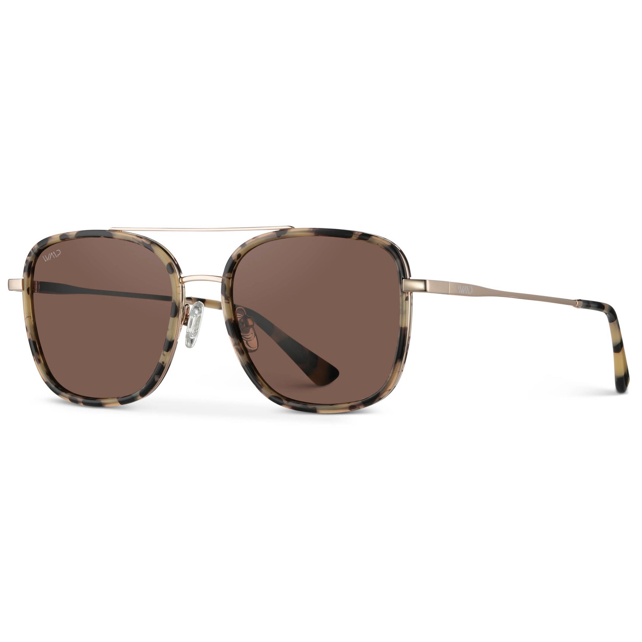 Gia - Women's Square Frame Sunglasses : Beige Tortoise / Brown Lens