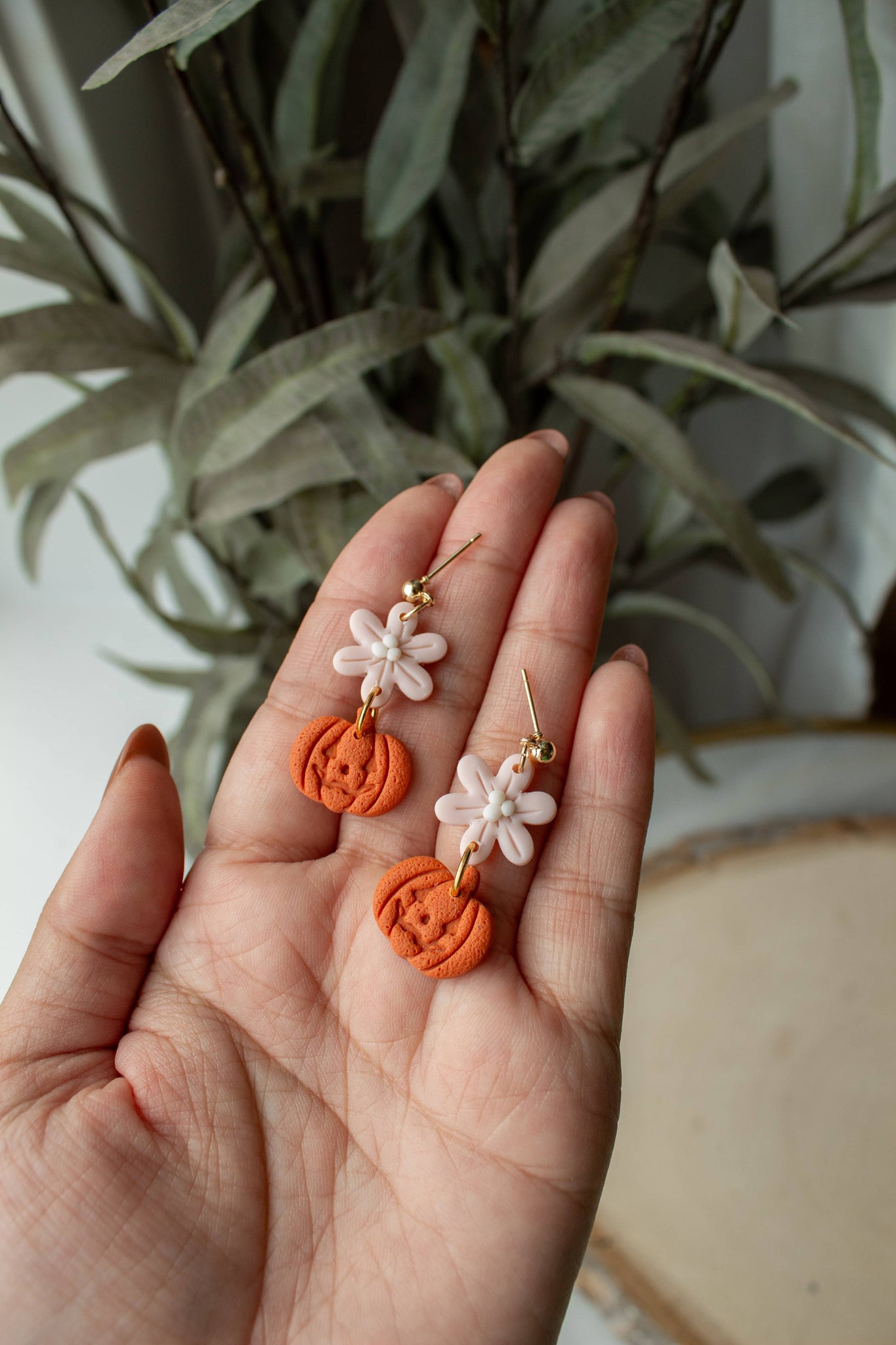 Floral Jack o Lantern Mini Dangles
