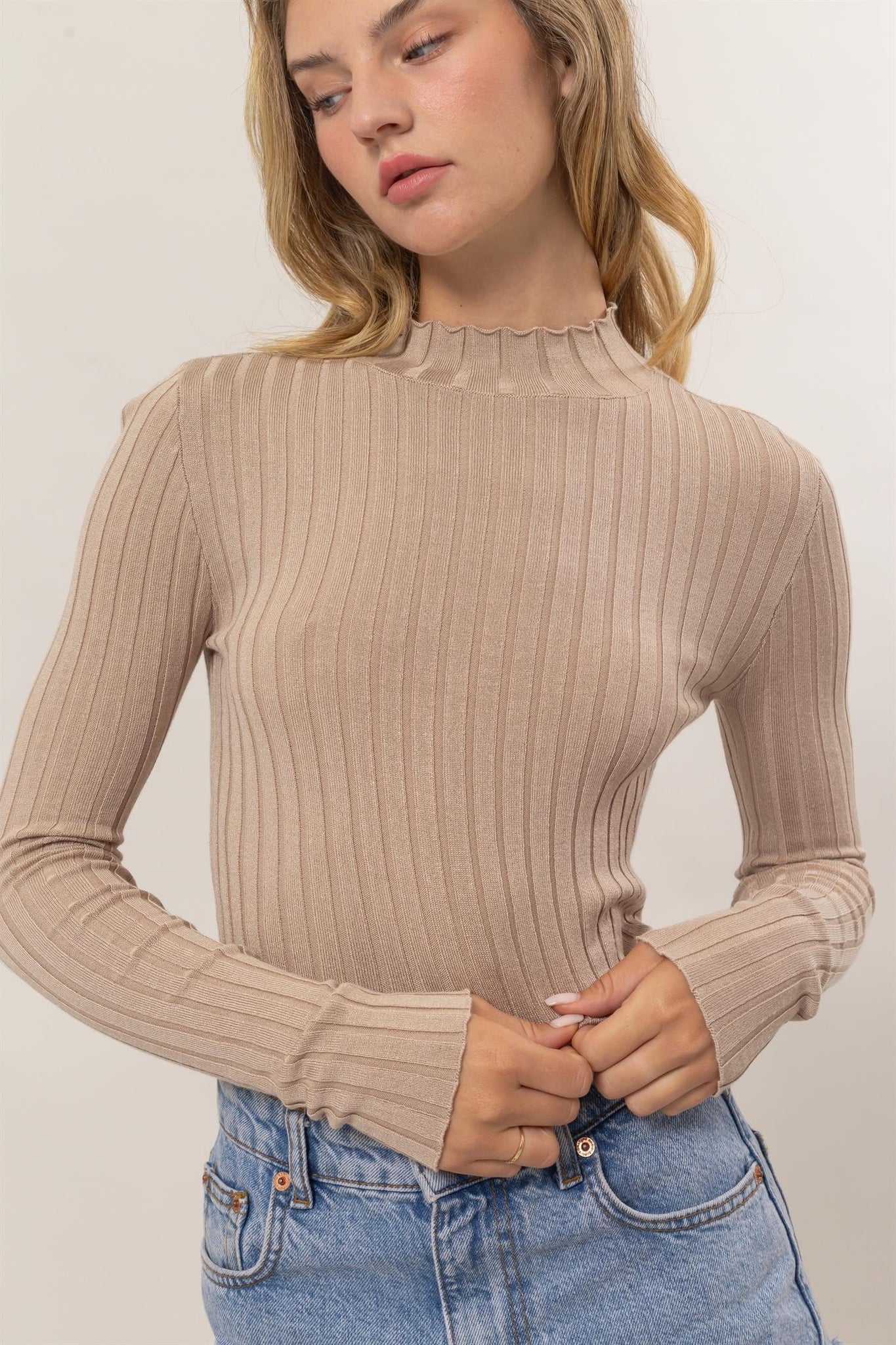 Ribbed Mock Neck Top