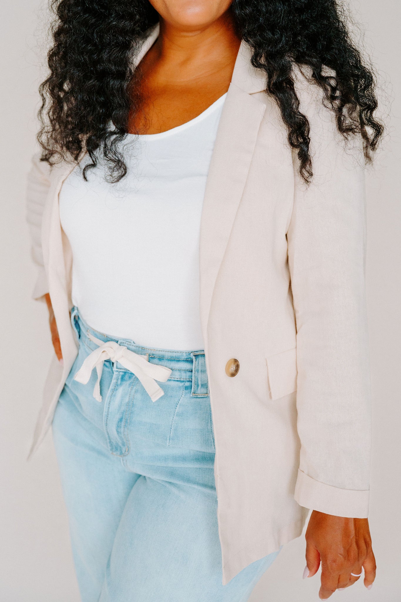 Washed Denim With Tie Front Pants