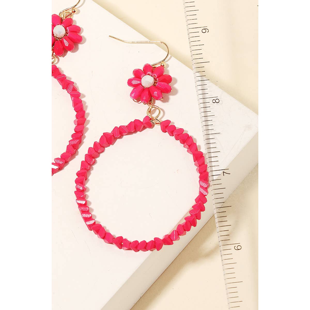 Triangle Beaded Hoop Drop Earrings: IV