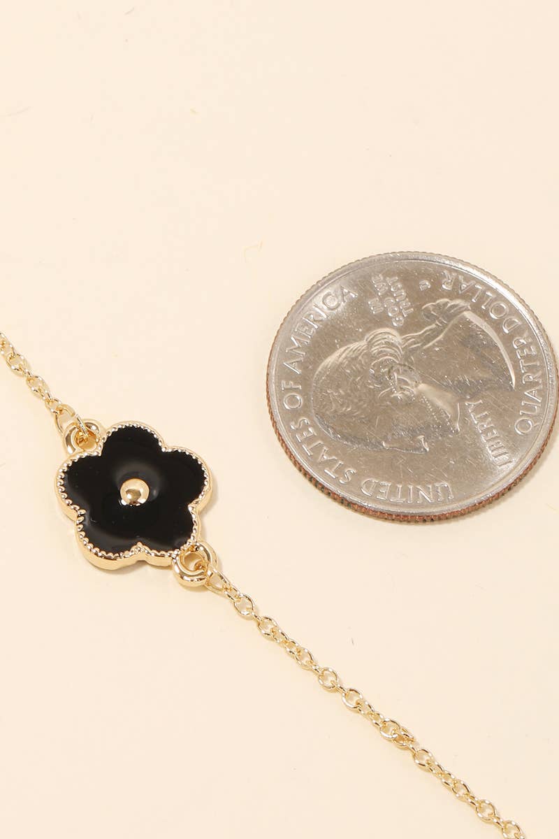 Painted Flower Charms Chain Necklace: W