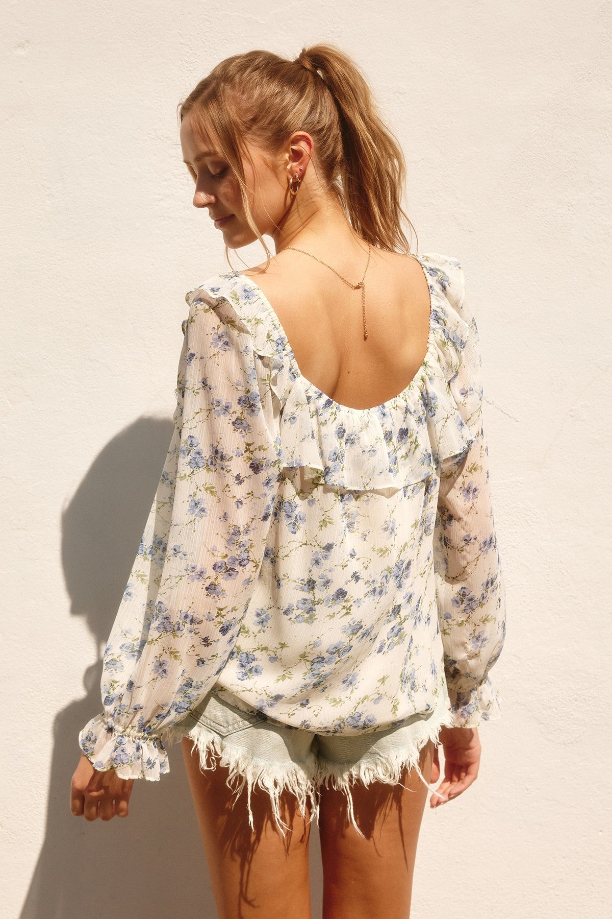 Meadow Ruffled Square-Neck Blouse