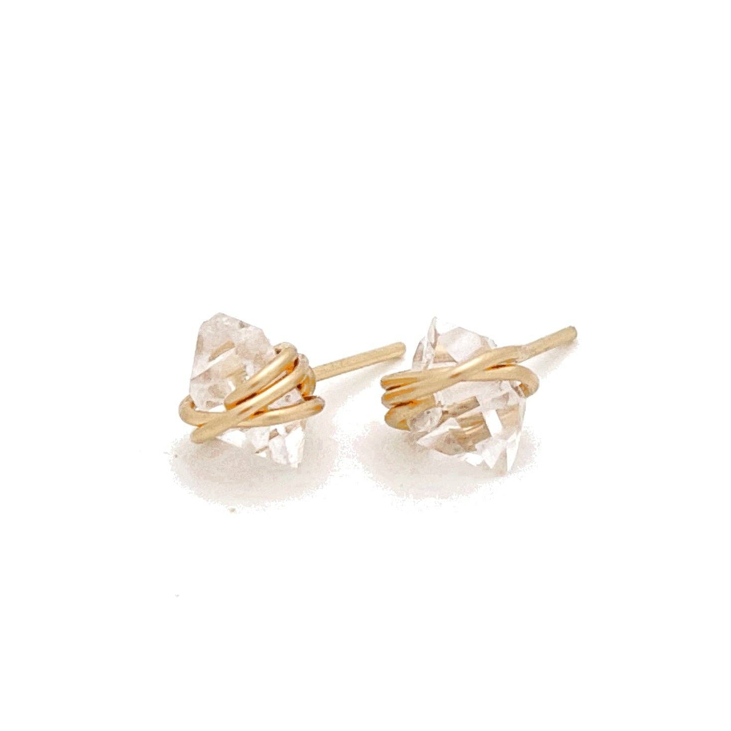 Herkimer Diamond Stud Earrings - Hypoallergenic, Waterproof: Silver