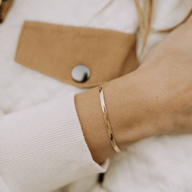 Jade Gold Filled Herringbone Bracelet: 7"