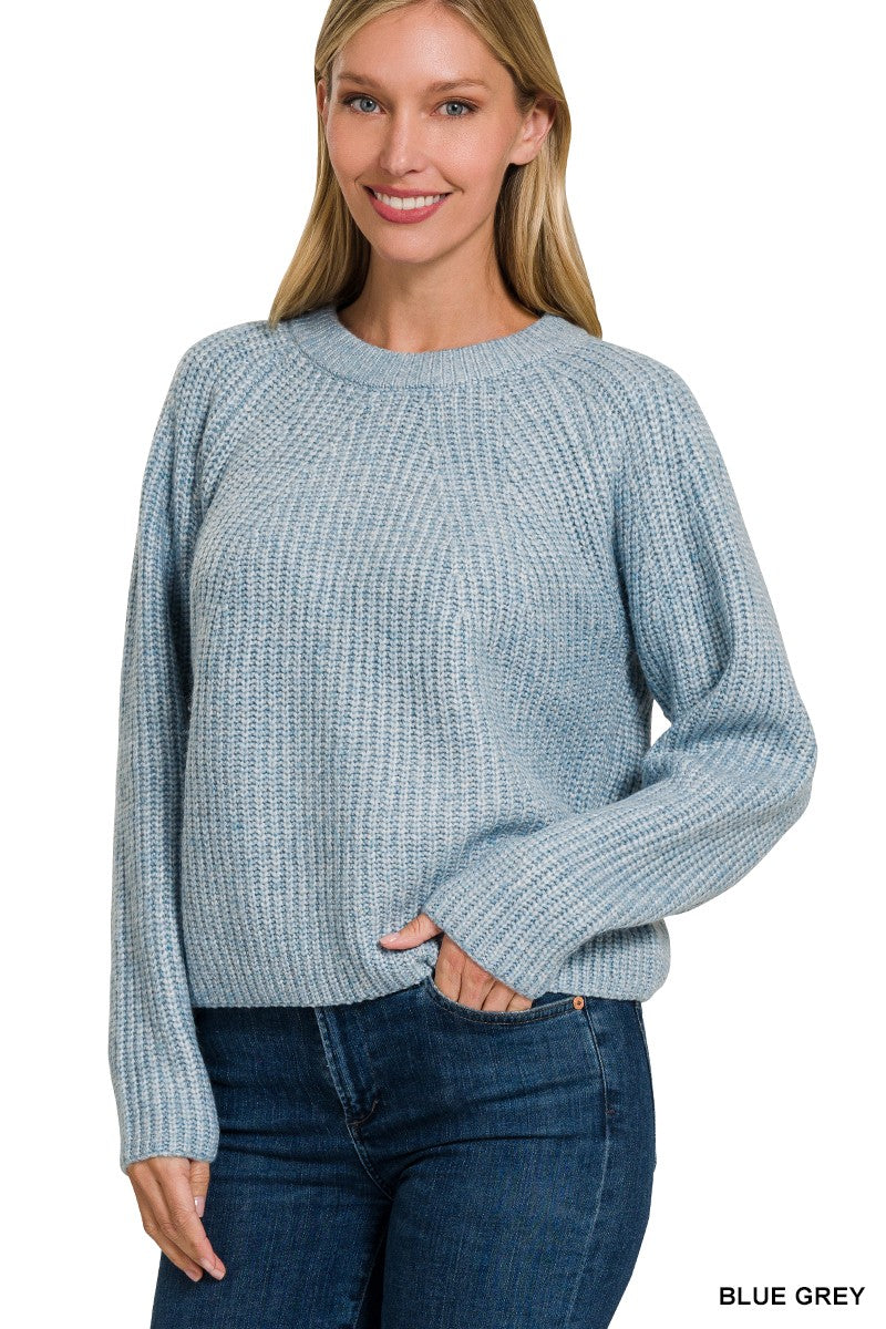 Melange Round Neck Basic Sweater