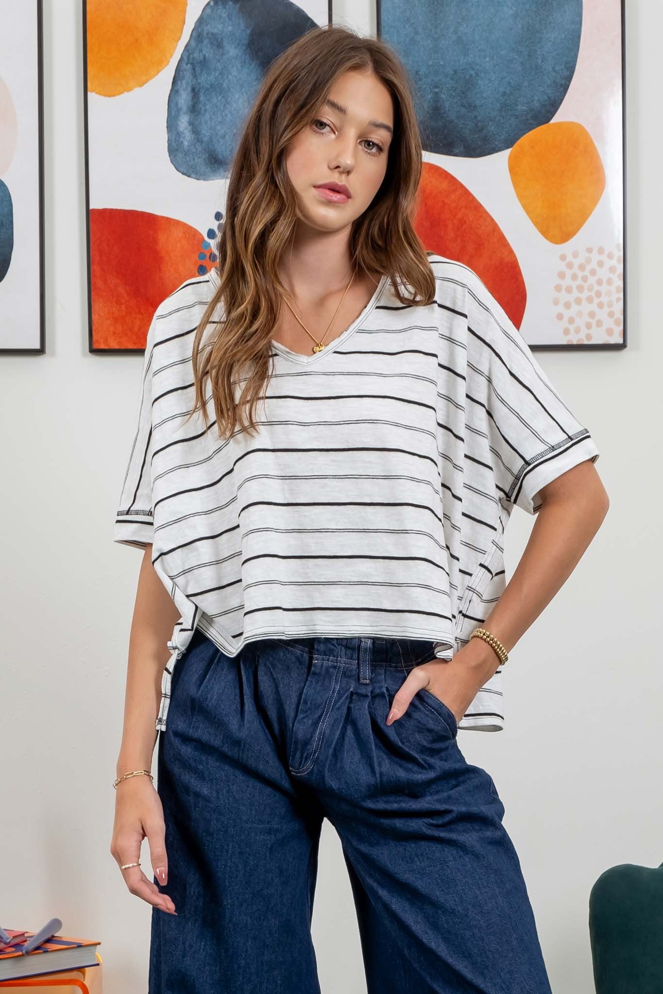 Striped Extended Top