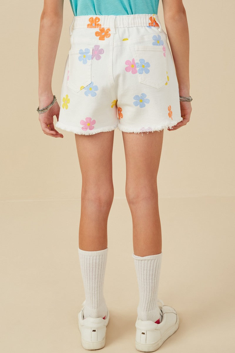 Youth- Colorful Floral Print Denim Shorts