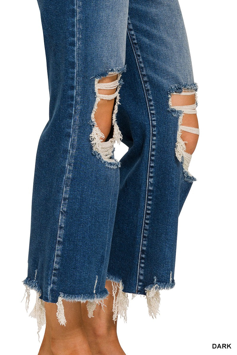 Distressed Crop Stretch Denim