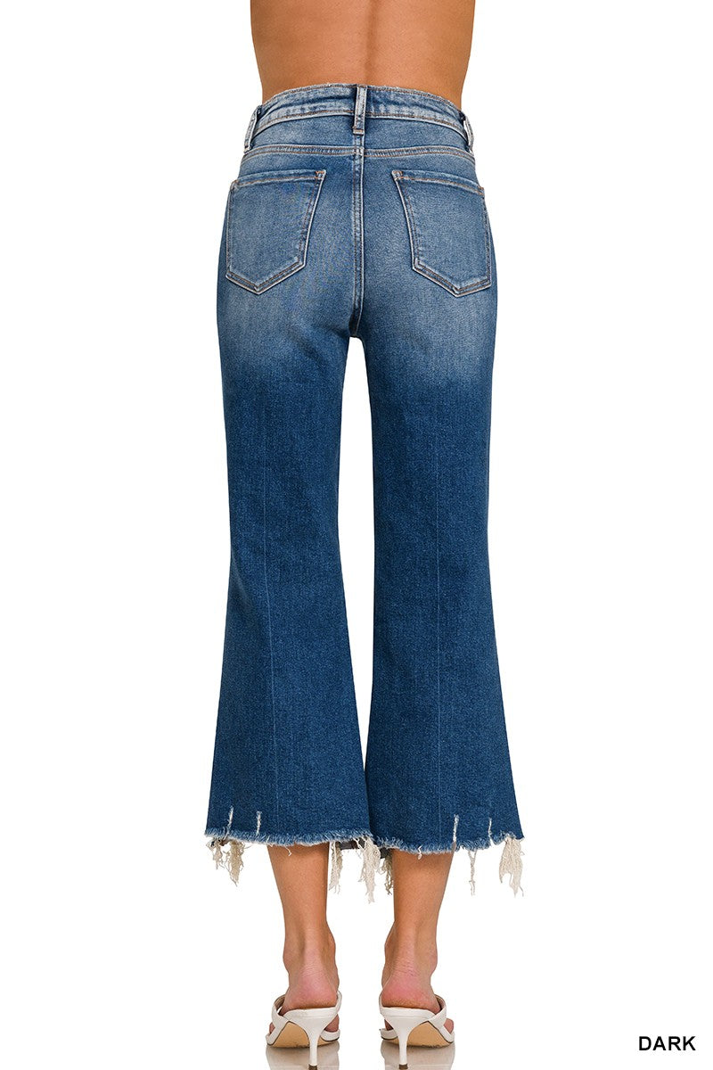 Distressed Crop Stretch Denim