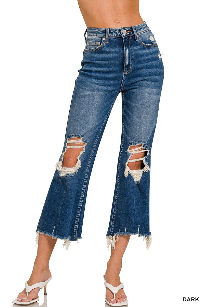 Distressed Crop Stretch Denim