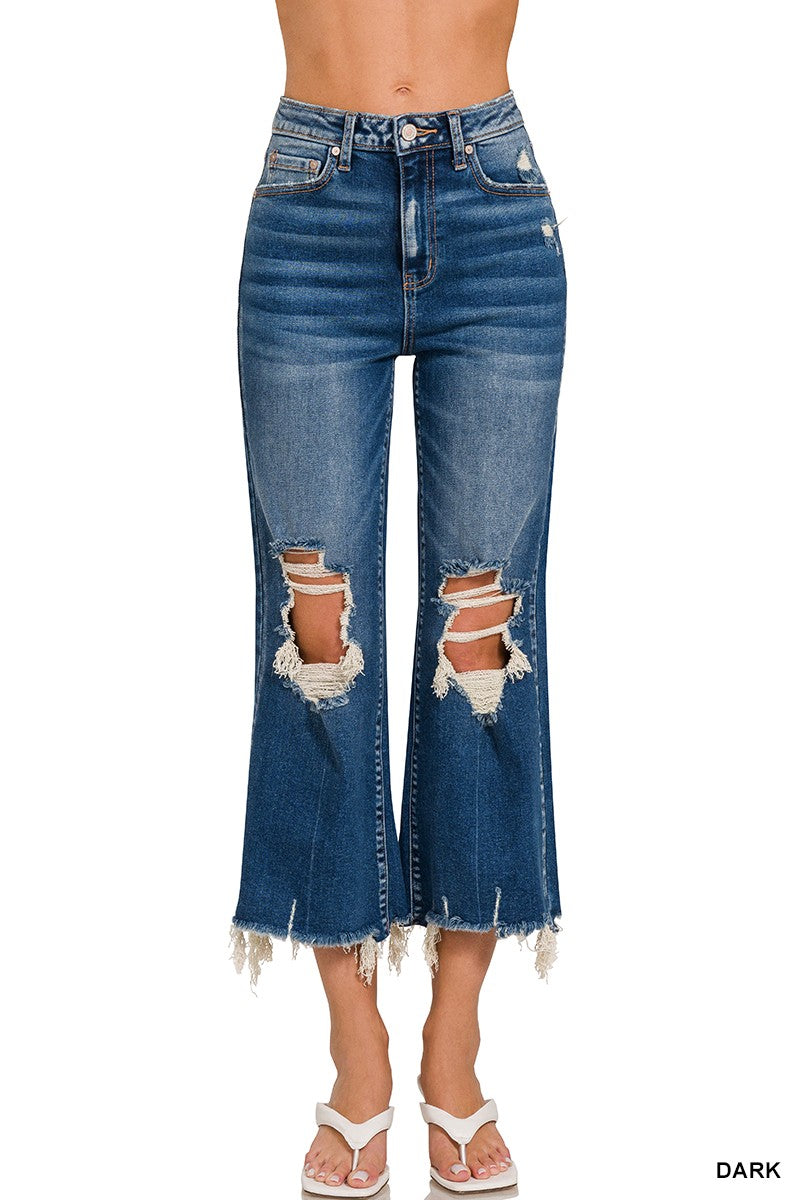 Distressed Crop Stretch Denim