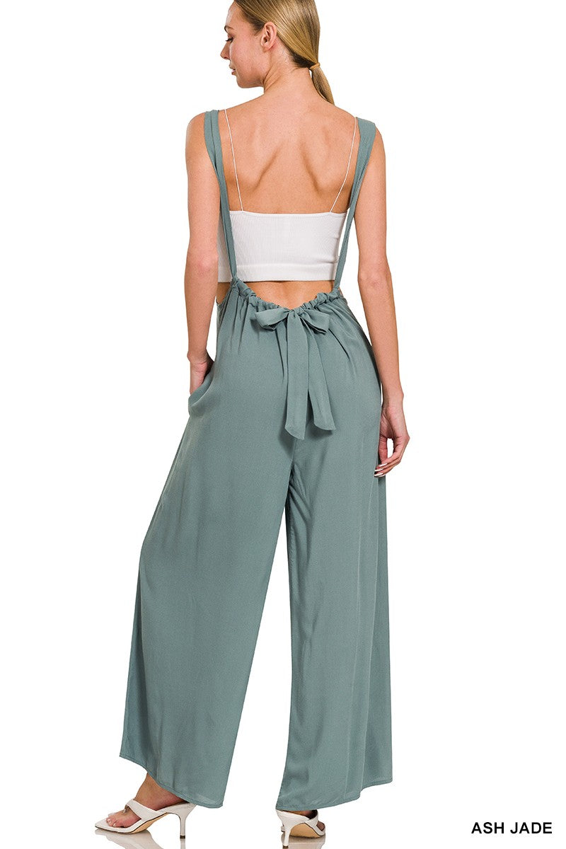 Woven Tie Back Suspender Jumpsuit!