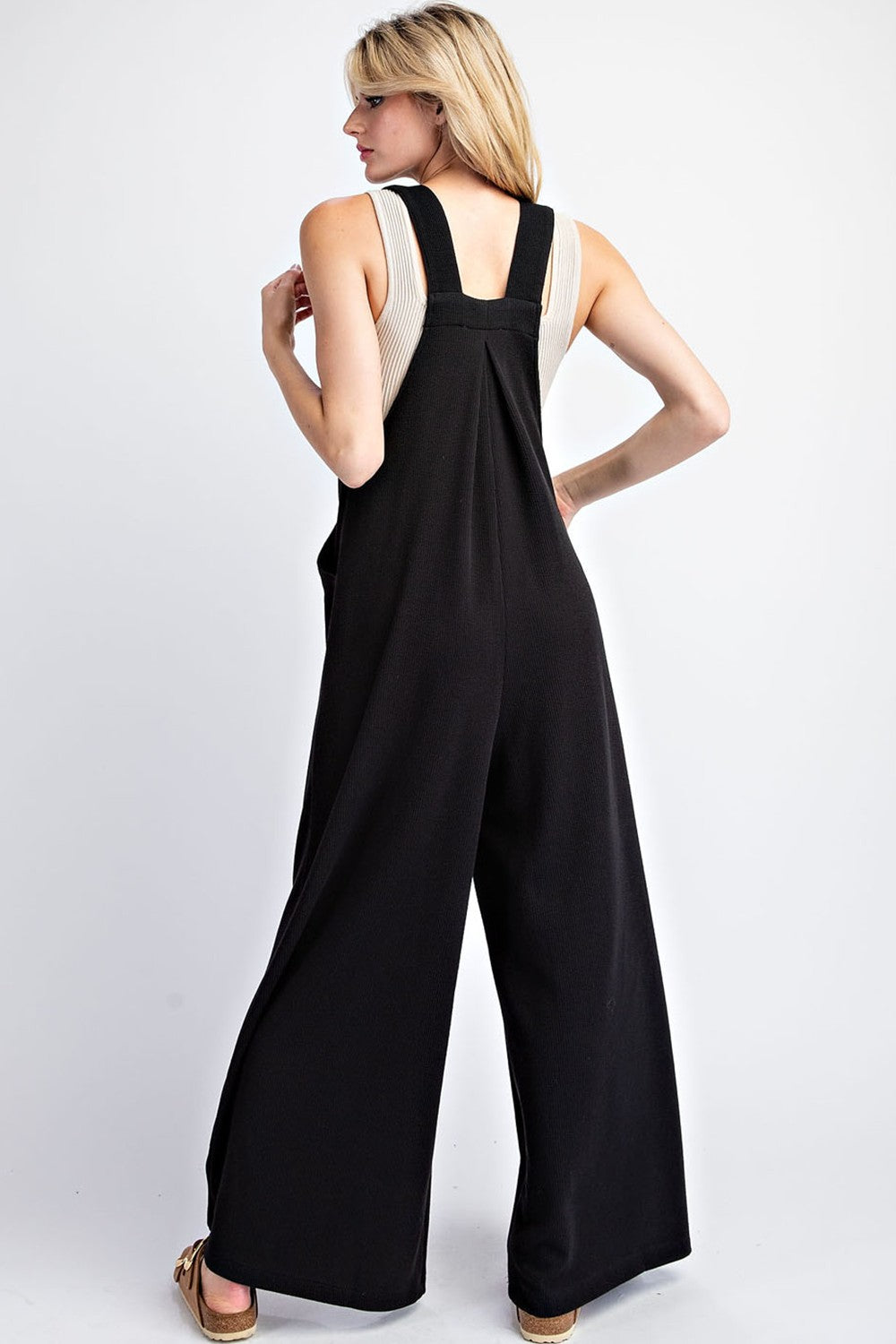 Solid Sleeveless Wide Leg Jumpsuit