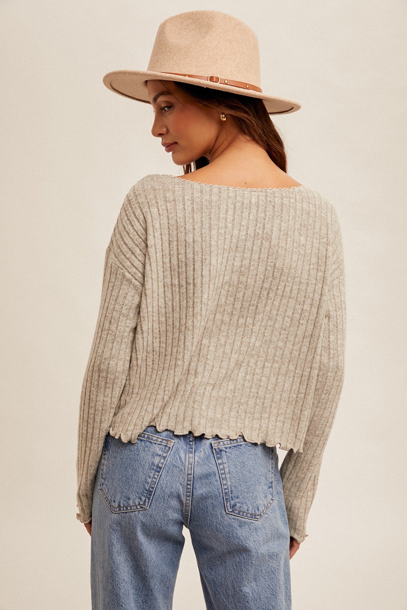 Brushed Ribbed Crop Cardigan