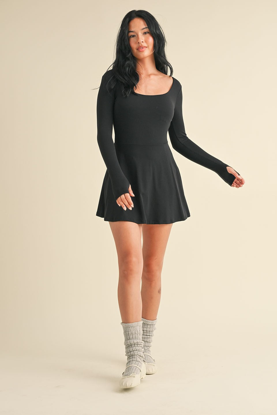 Scoop Neck Fit and Flare Long Sleeve Mini Dress Harper Rose Boutique NC Scoop Neck Fit and Flare Long Sleeve Mini Dress Harper Rose Boutique NC