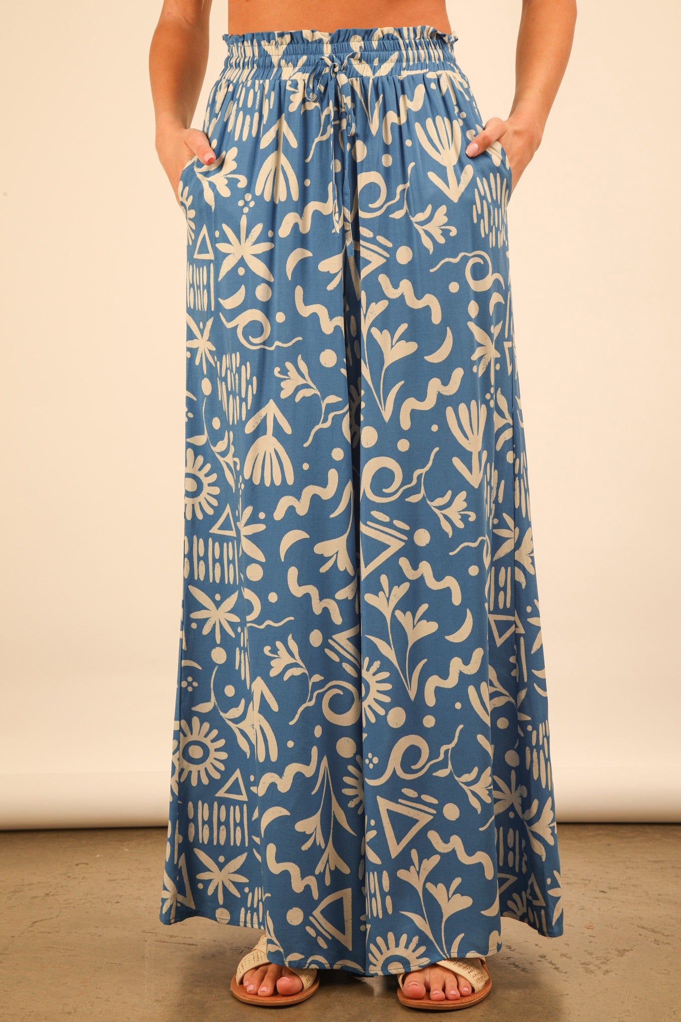 Beach Printed Wide Leg Pants