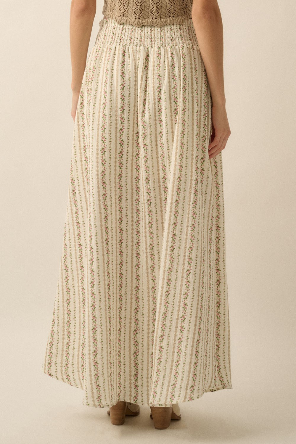 Floral Stripe Maxi Skirt