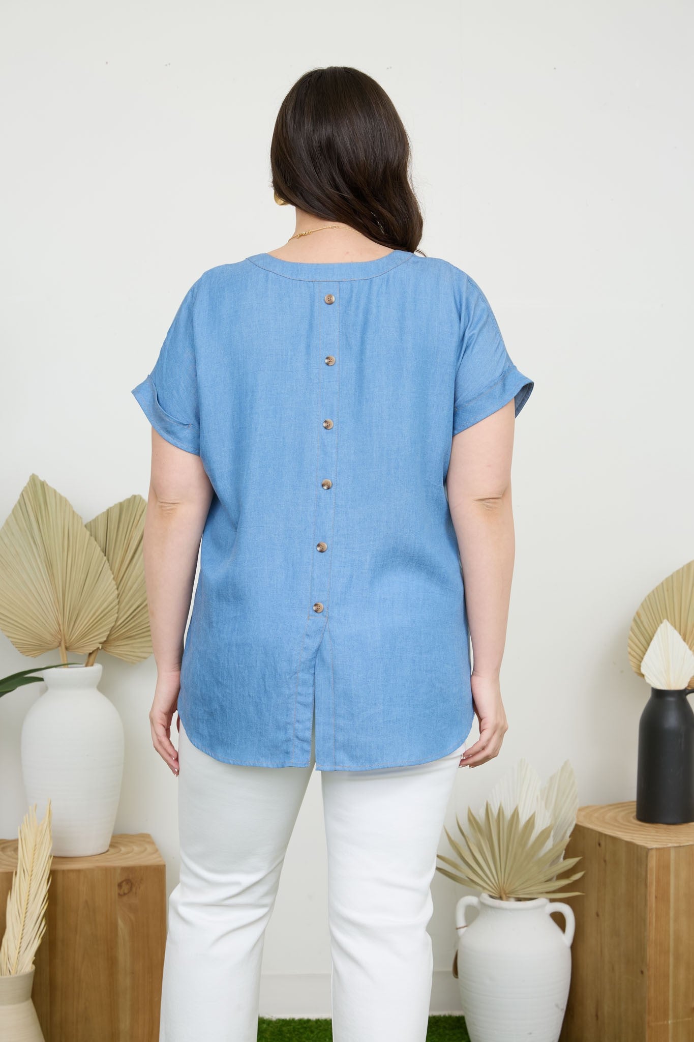Button Down Chambray Top