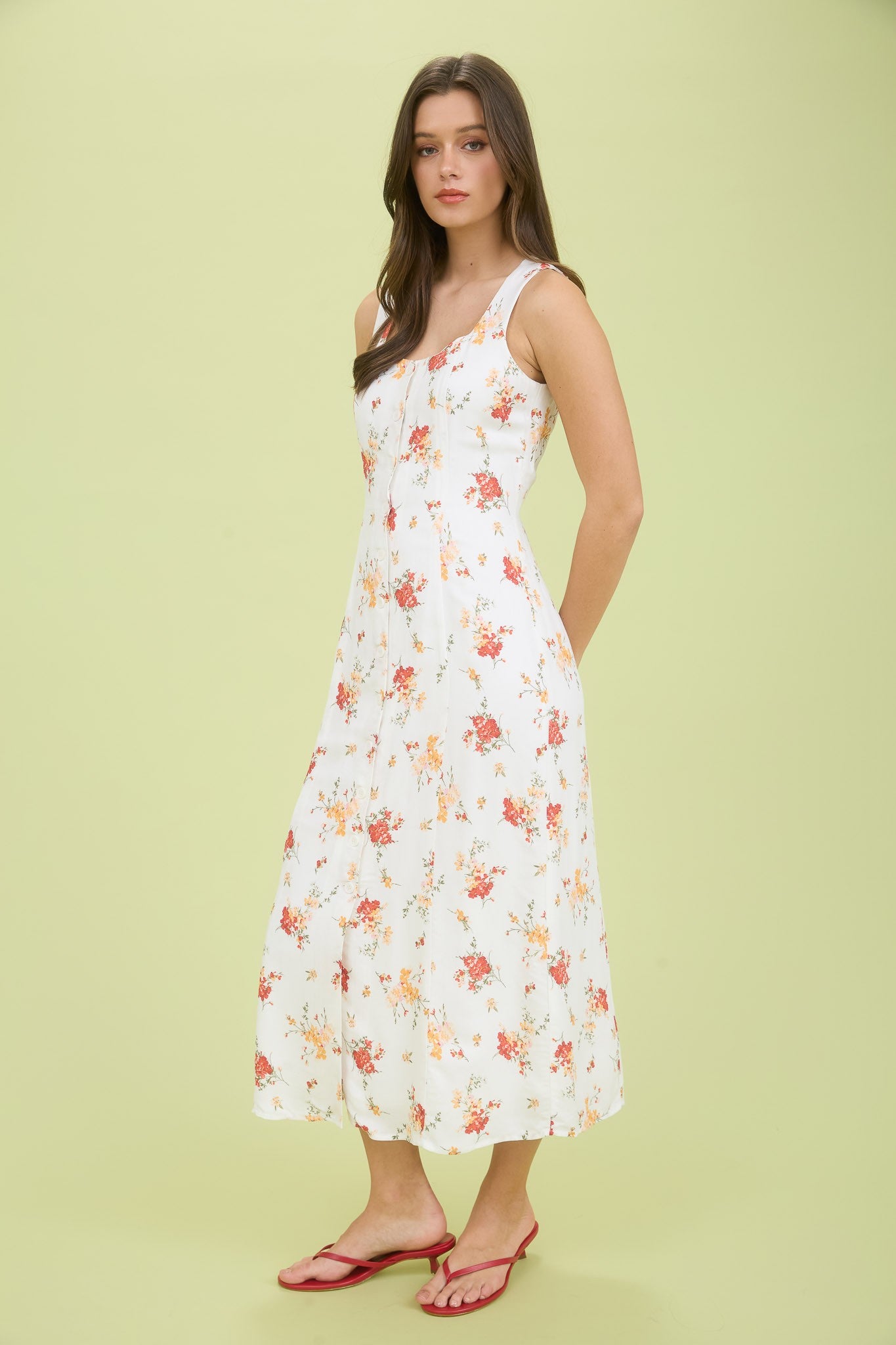 floral midi shirt dress for women Vero Moda long sleeve midi shirt dress with tie waist in ditsy floral print