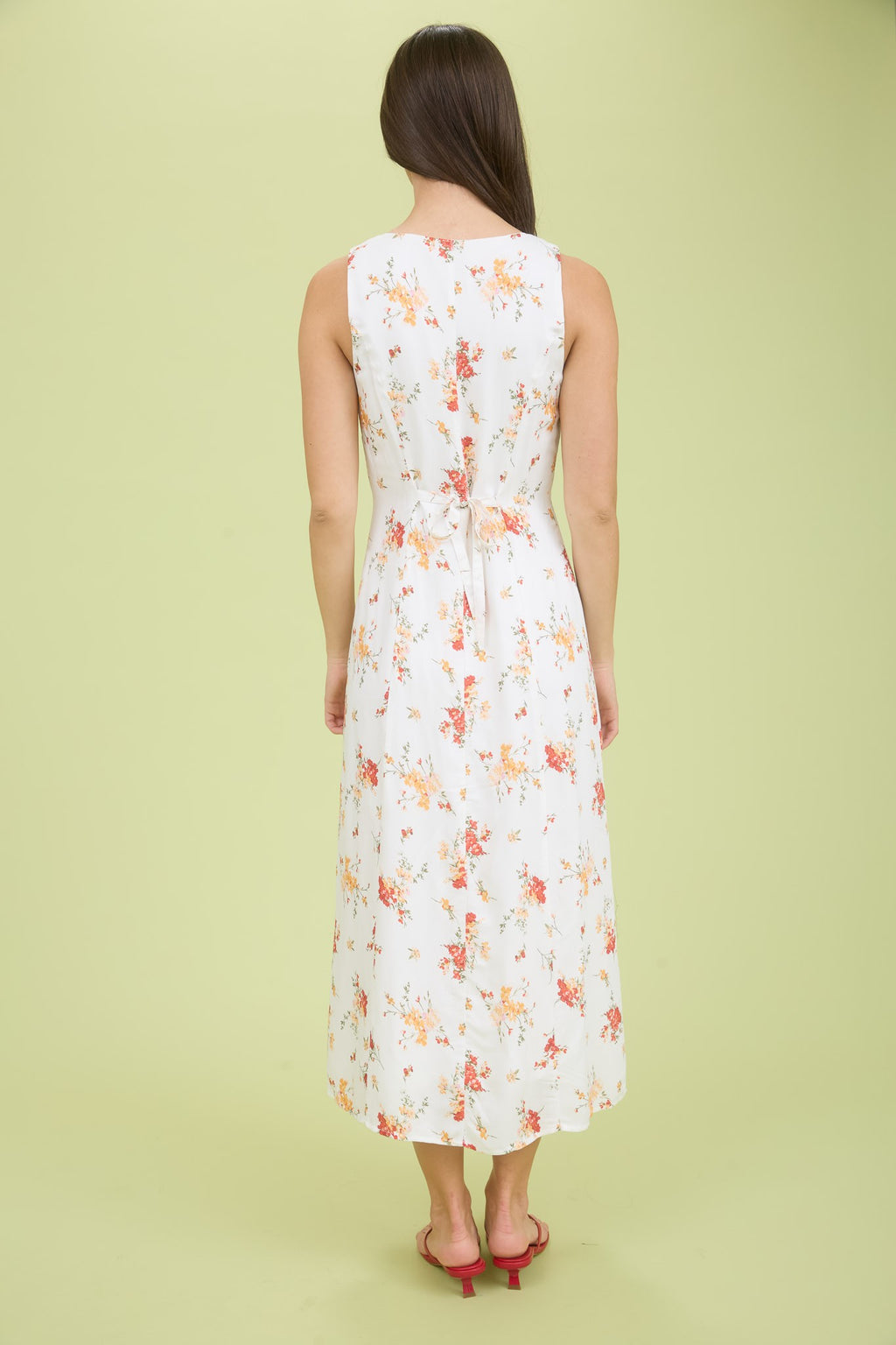 Floral Button Down Sleeveless Midi Shirt Dress Large