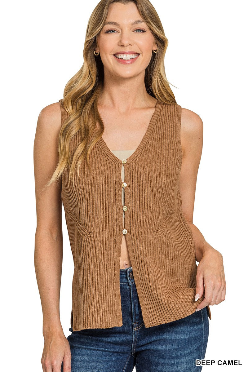 Knit Button Up Vest