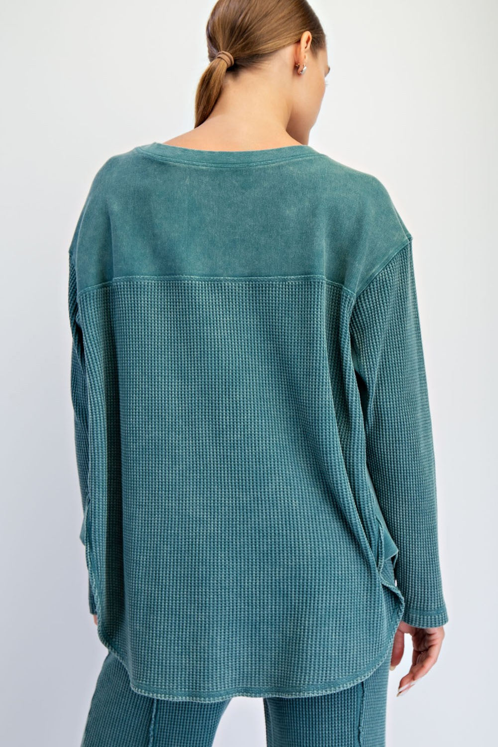 Mineral Washed Waffle Ribbed Pullover