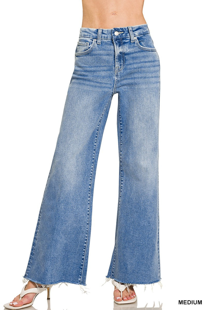 Medium Wash Raw Hem Denim