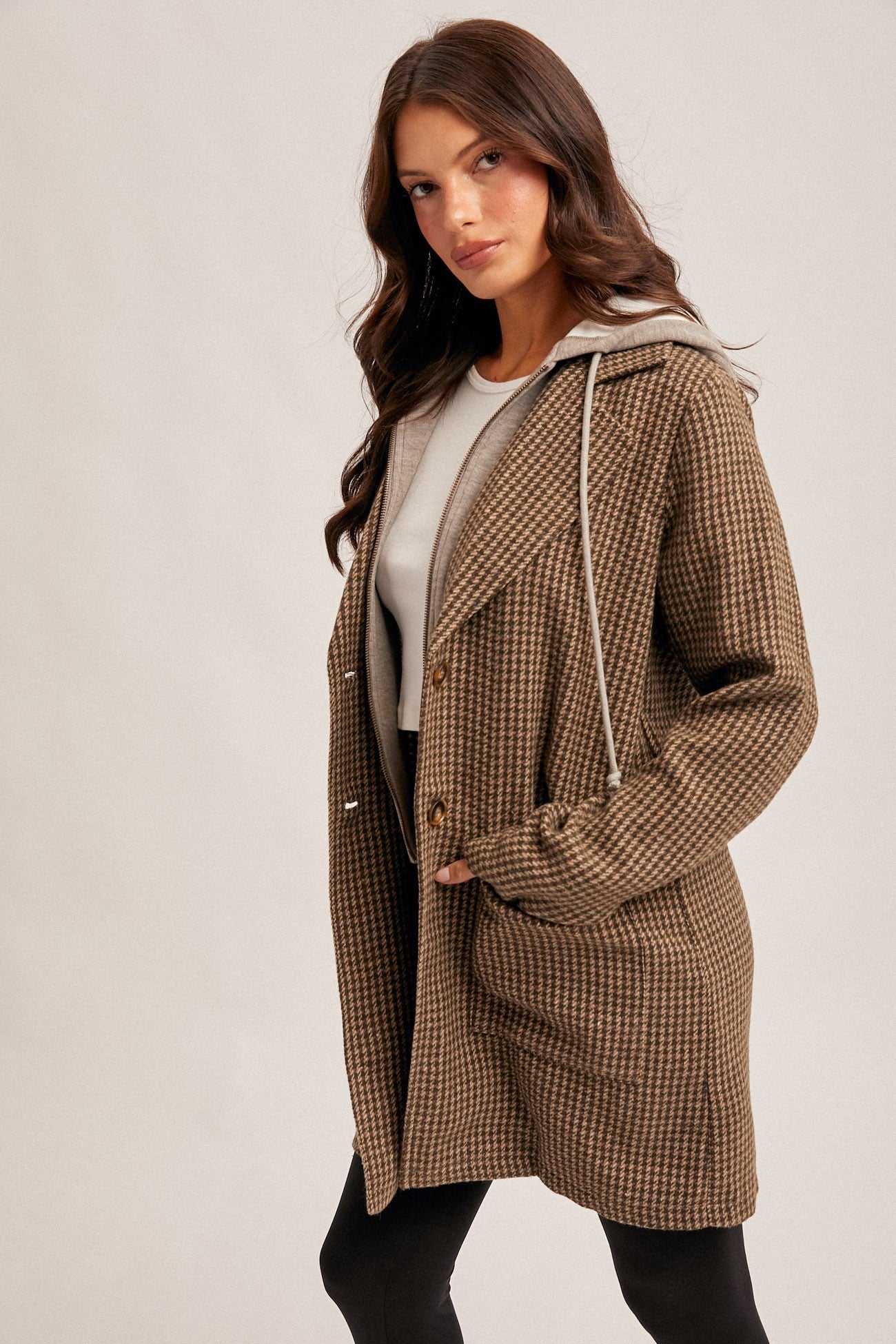 Detachable Hoodie Two-fer Coat