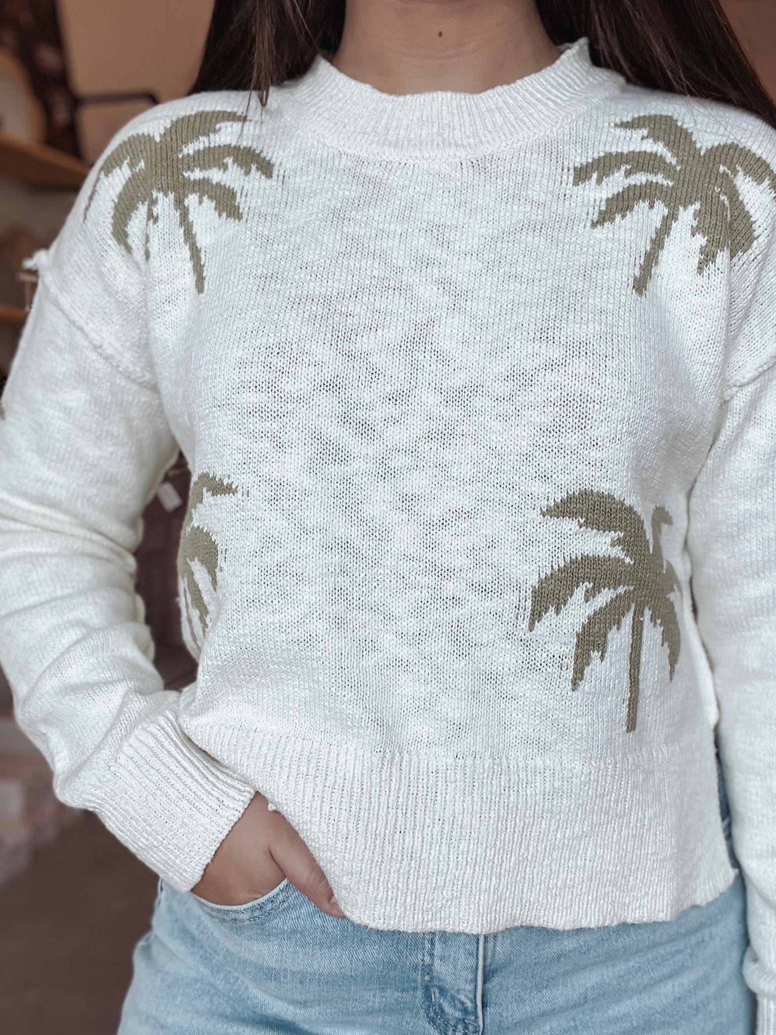 Palm Tree Crop Sweater
