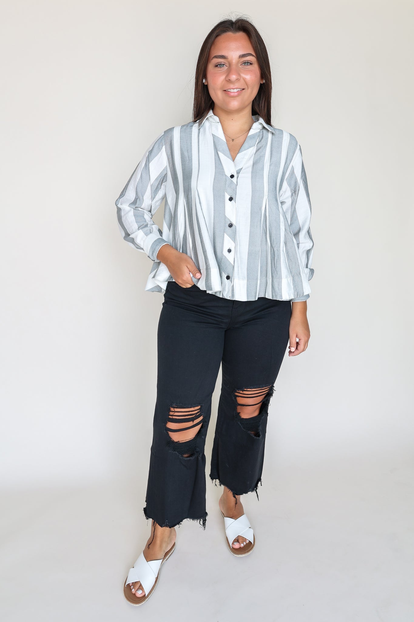 Pleated Cropped Blouse