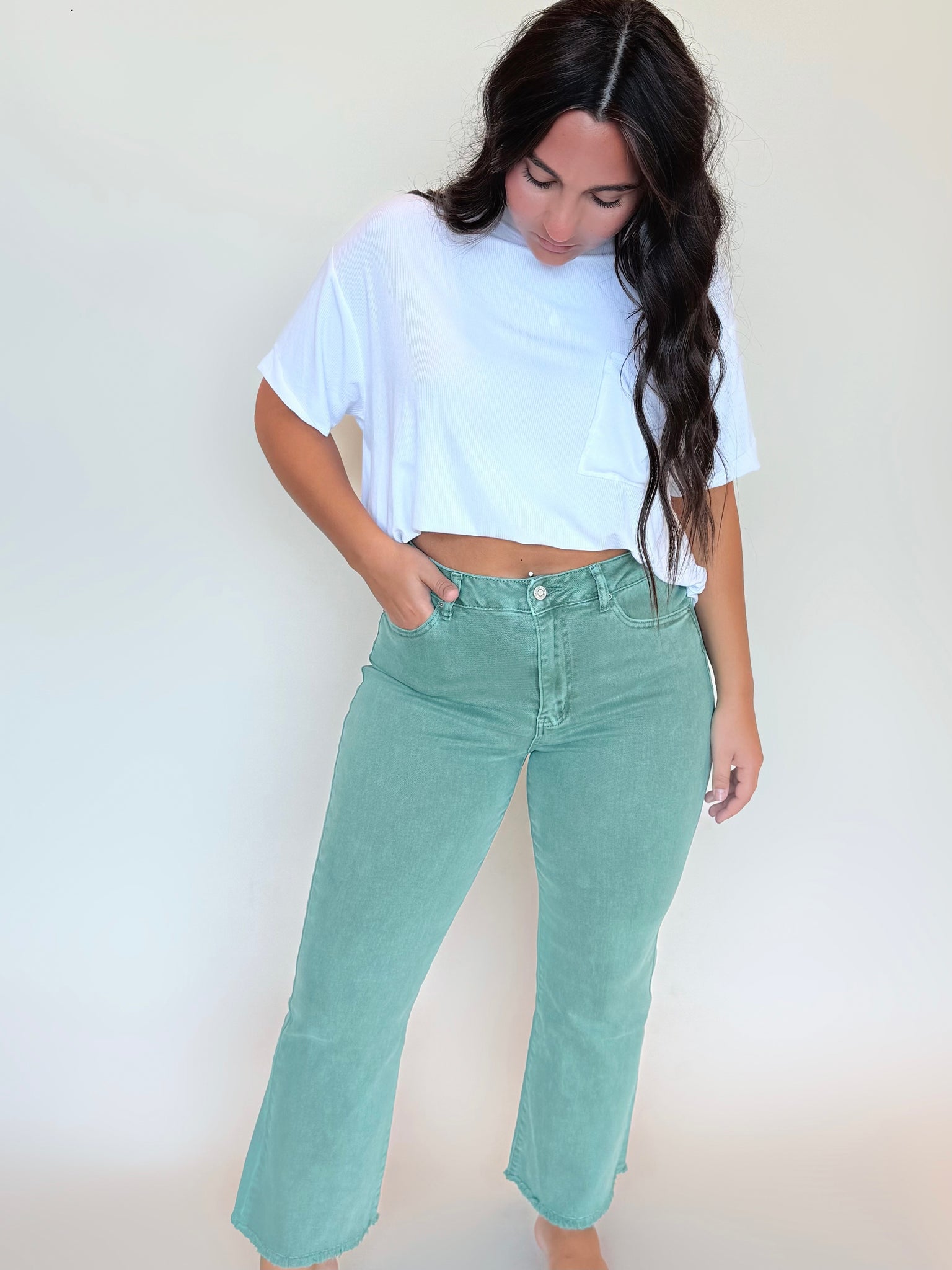 Cropped Bootcut Color Denim