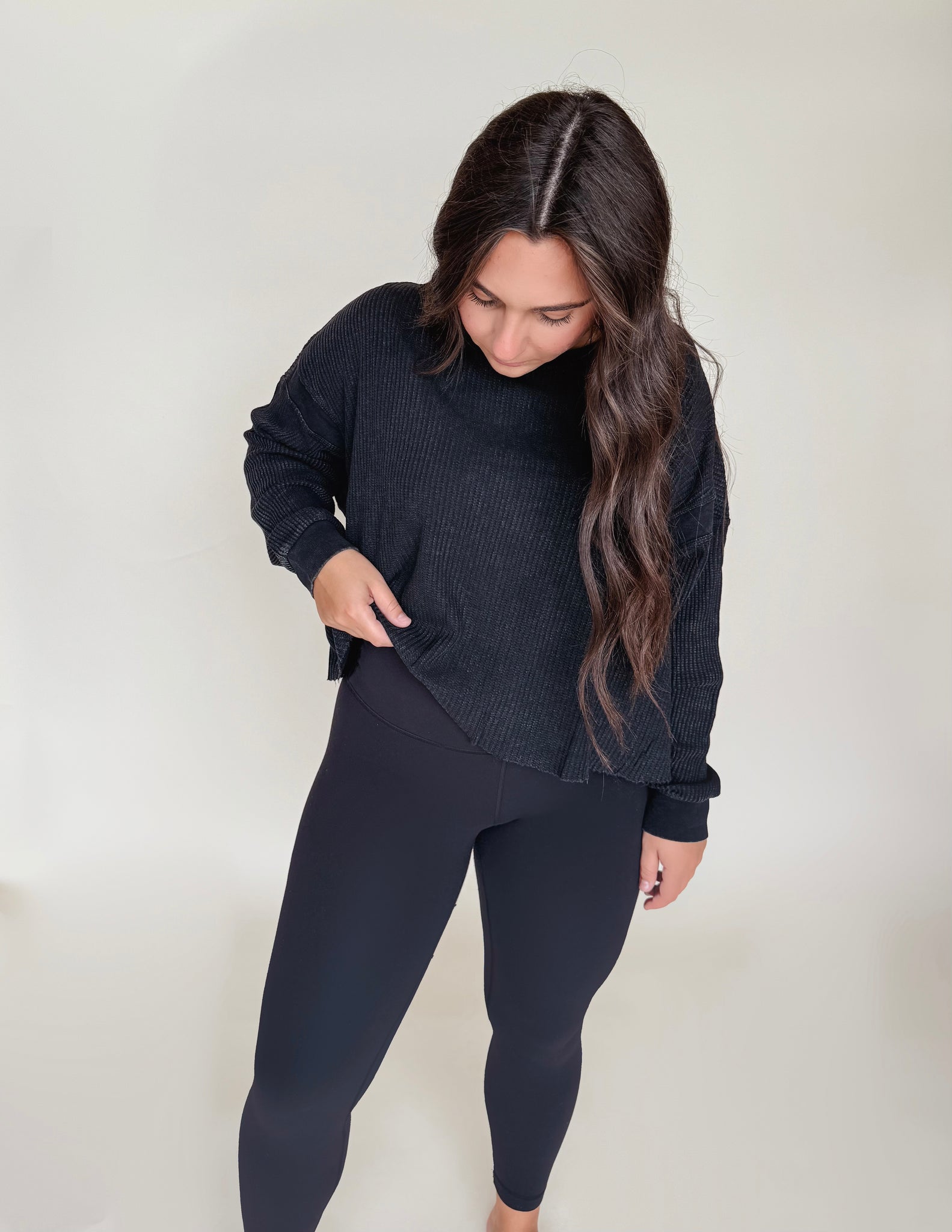 Open Back Textured Long Sleeve