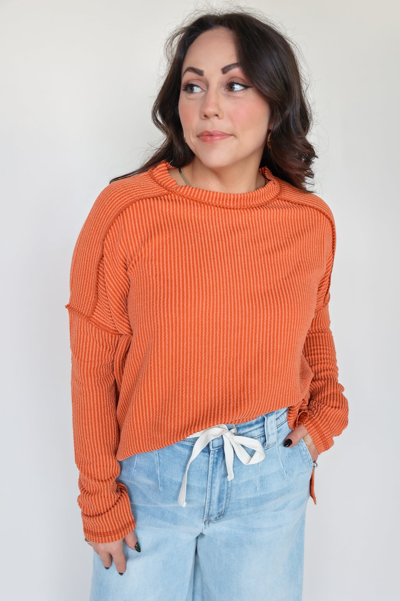 Long Sleeve Ribbed Top