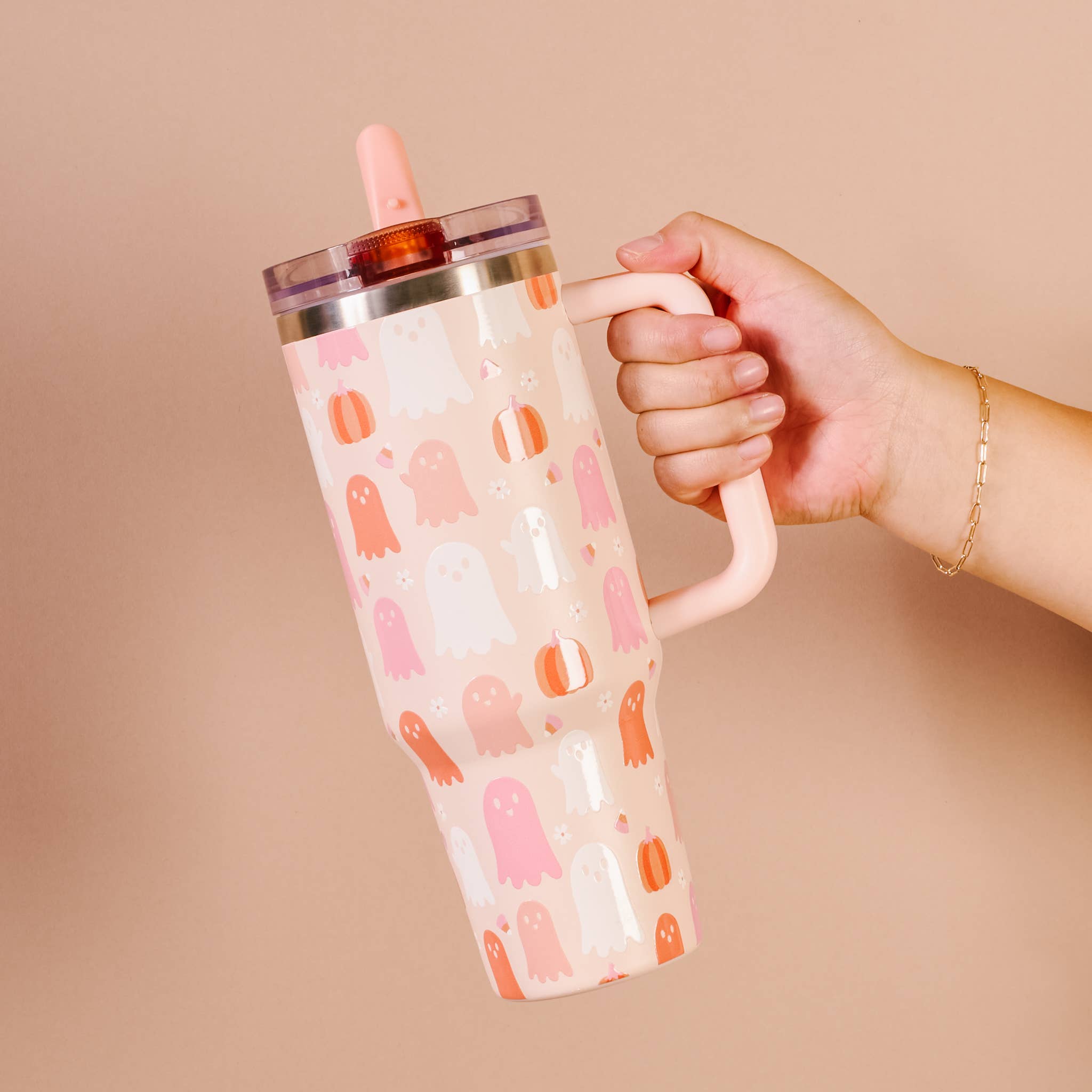40 oz Lifestyle Flip Straw Tumbler-Ghost Party