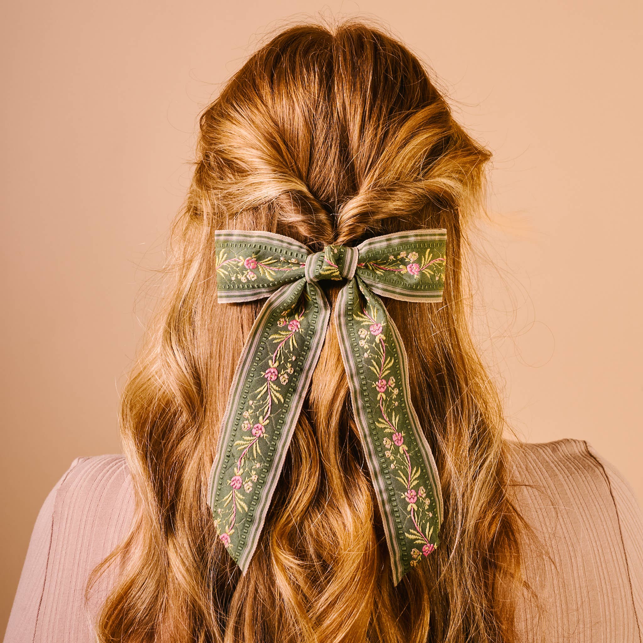 Cottage Crush Hair Bow-Olive Green