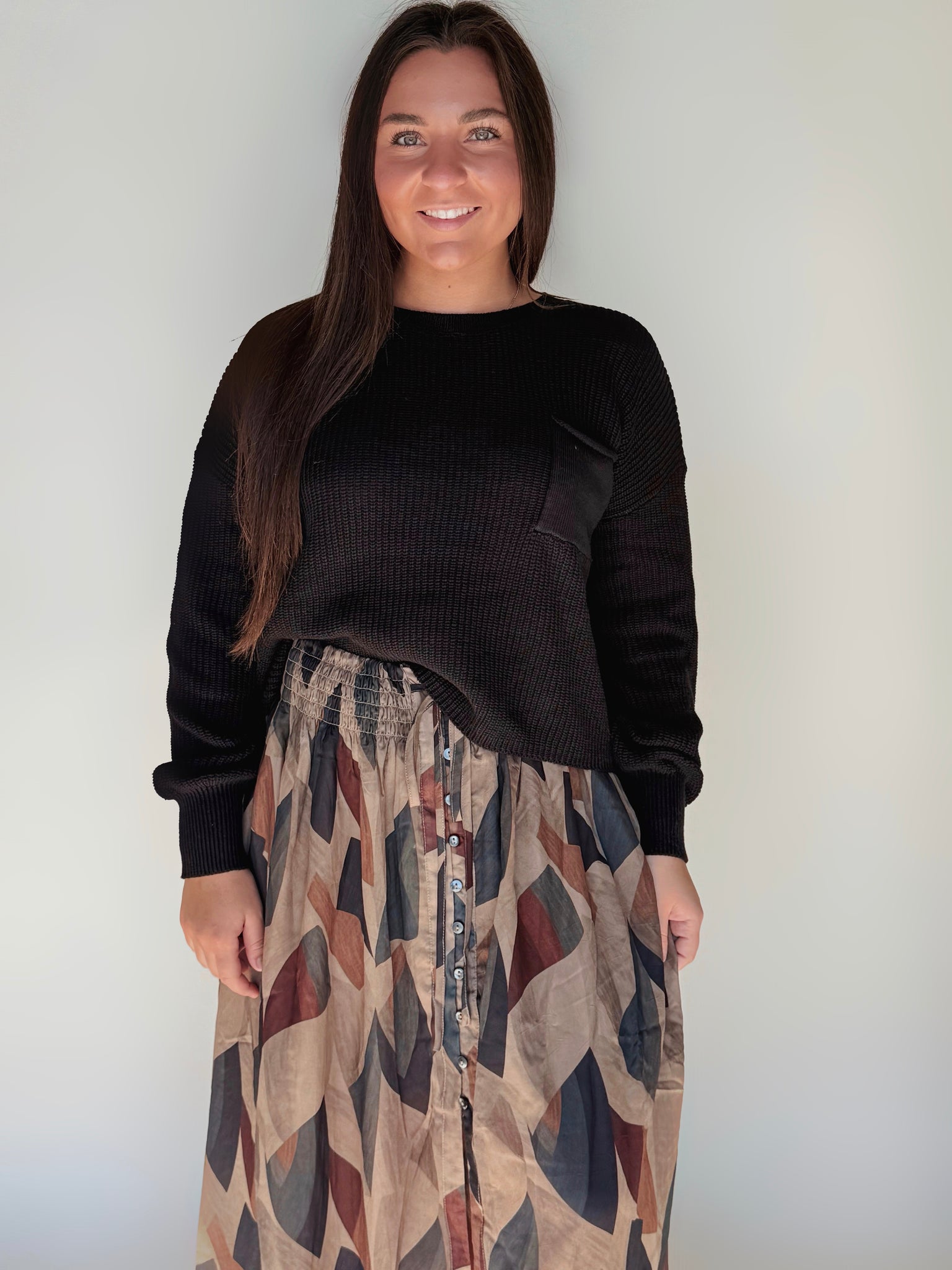 Pocket Detailed Crew Neck Sweater