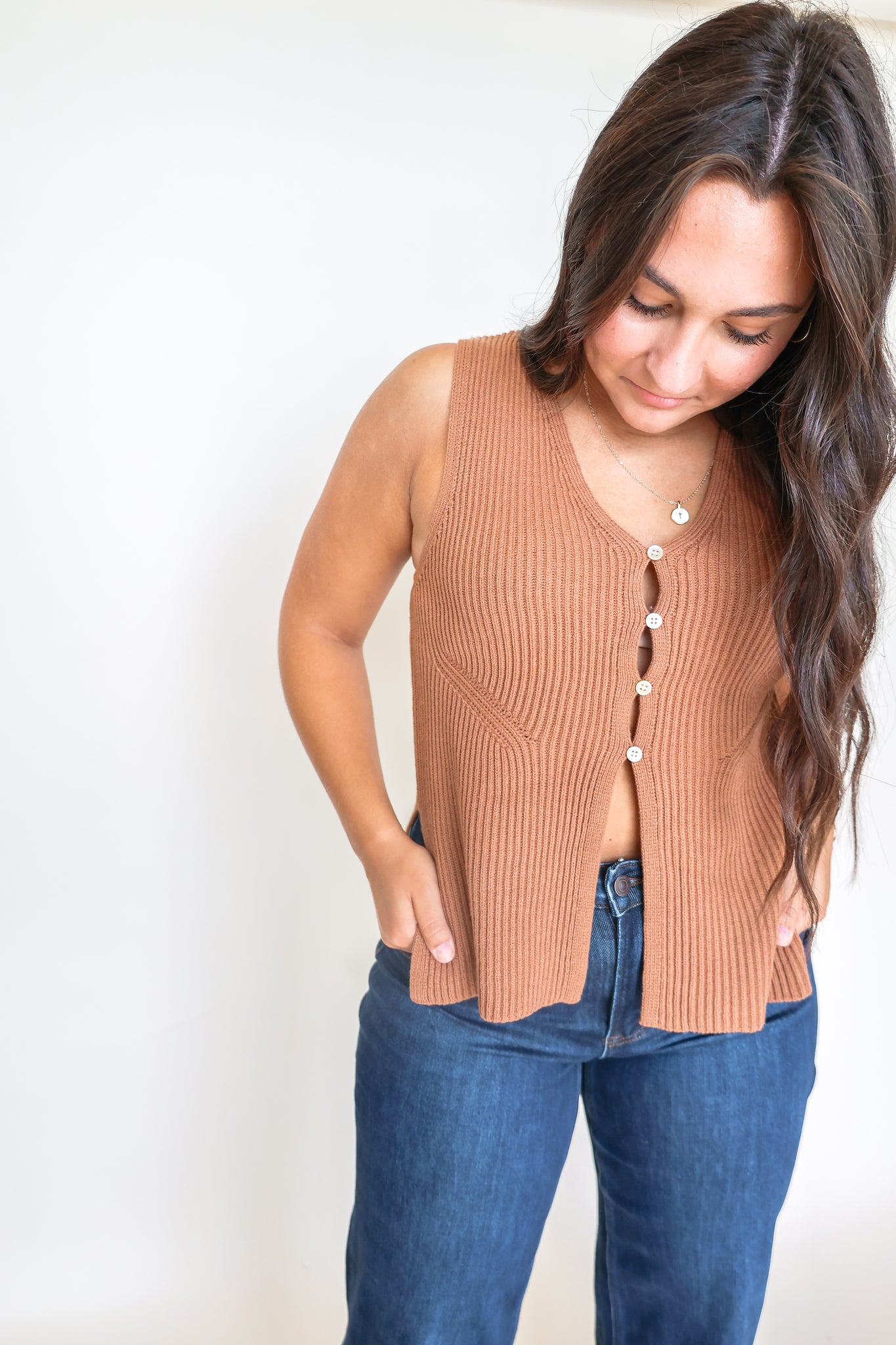 Knit Button Up Vest