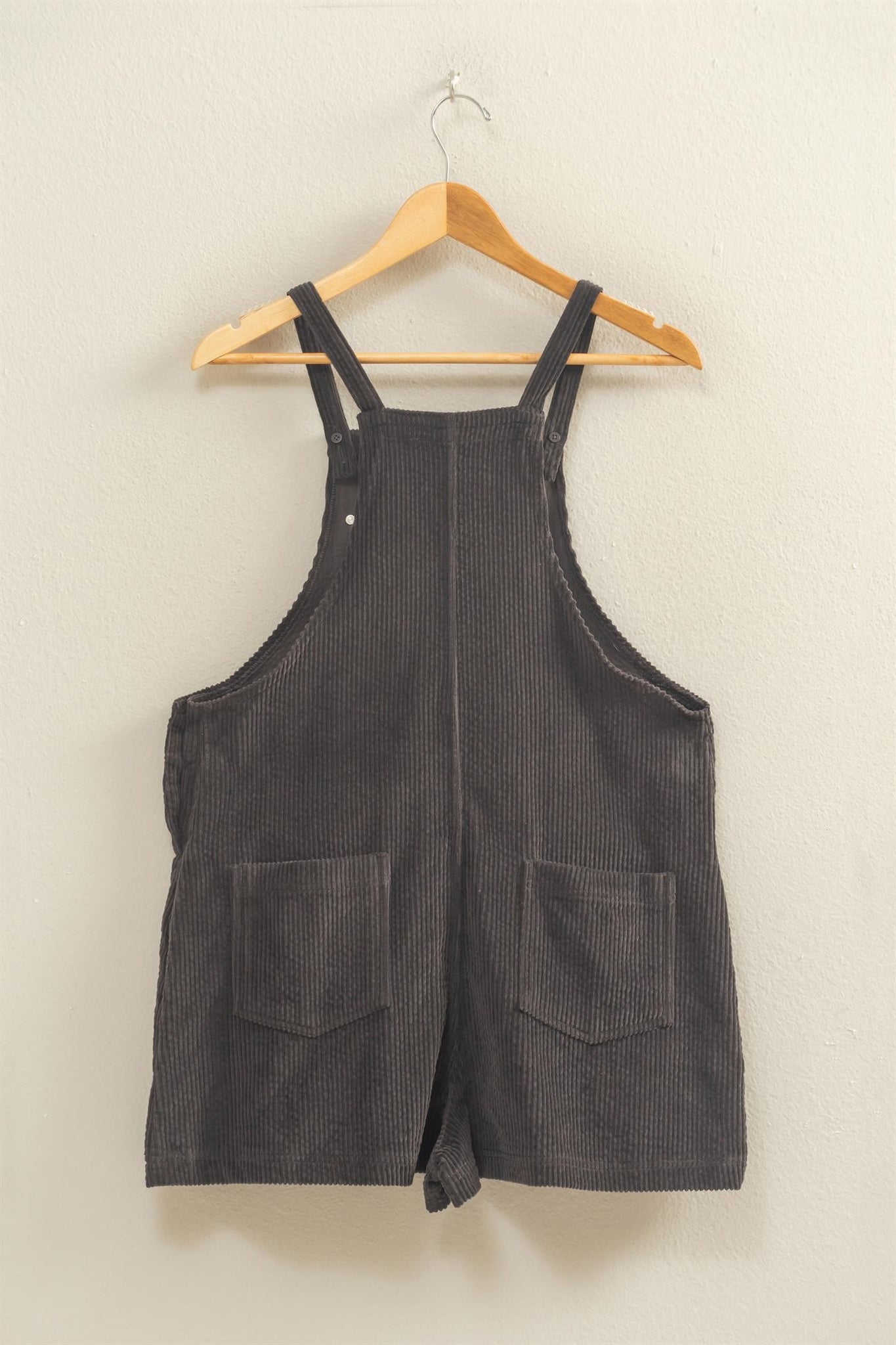Front Pocket Sleeveless Corduroy Overall Romper