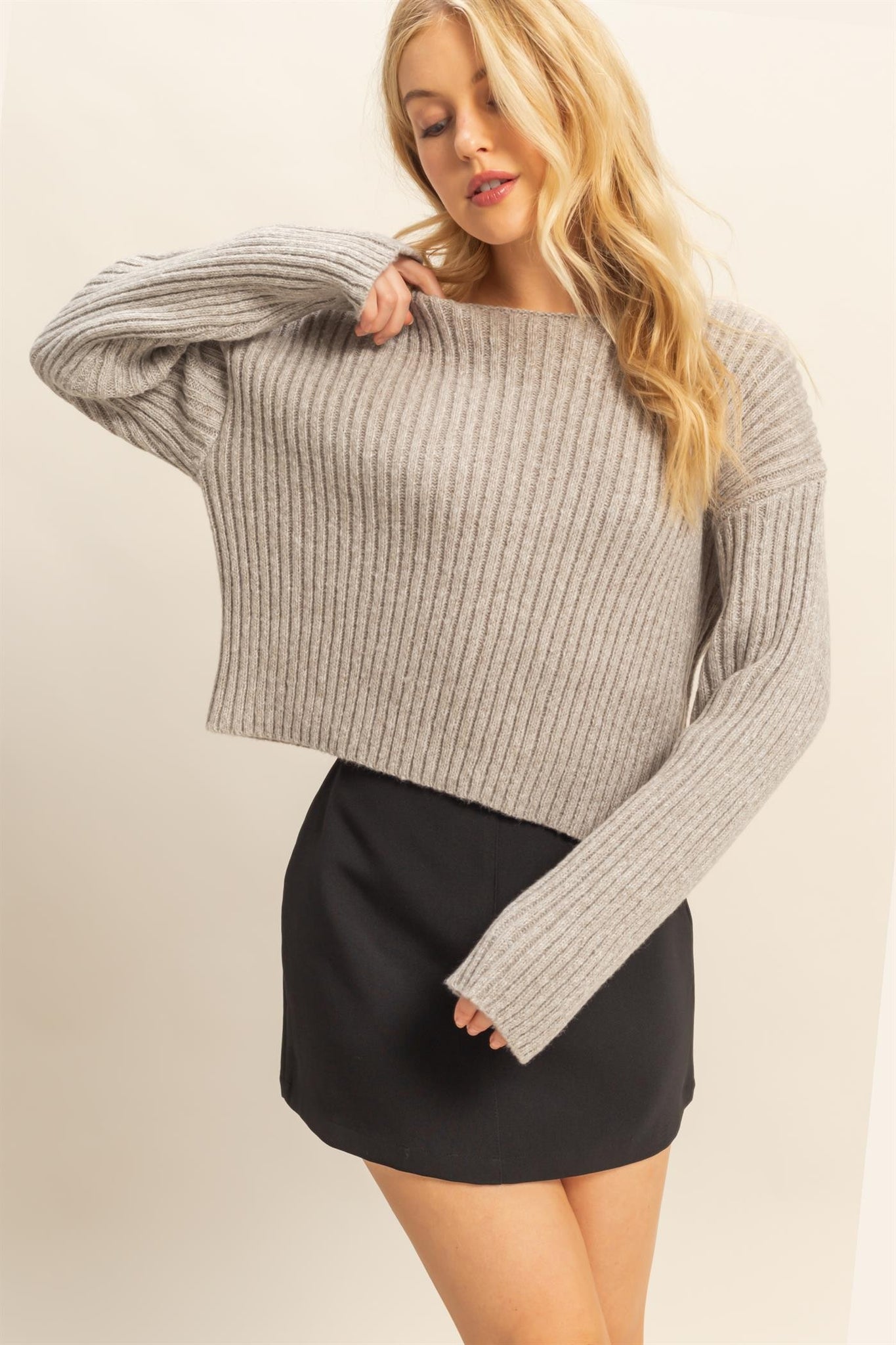 Textured Sweater With Relaxed Drop Sleeves