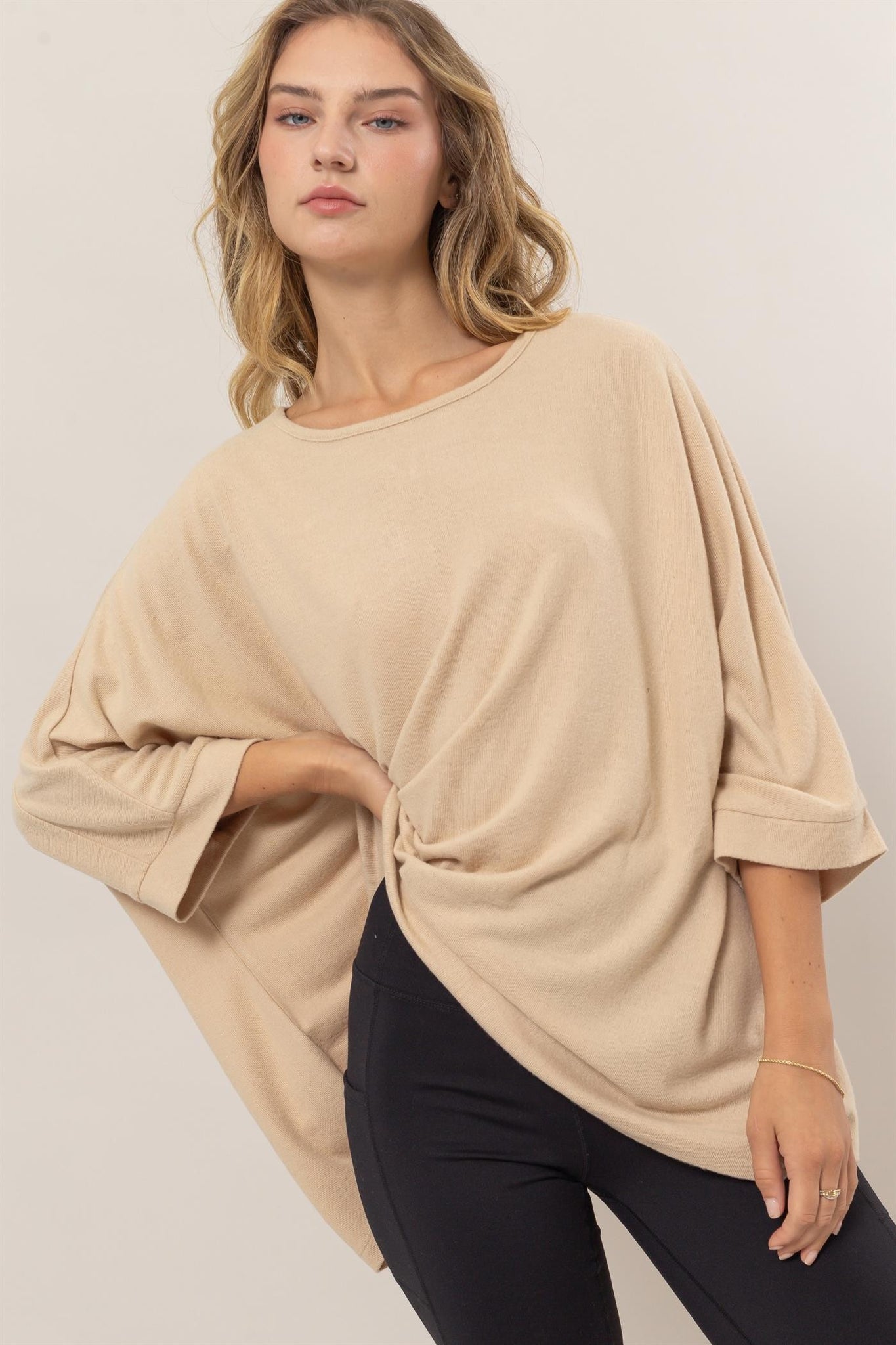 Black Dolman 3/4 Sleeve Top