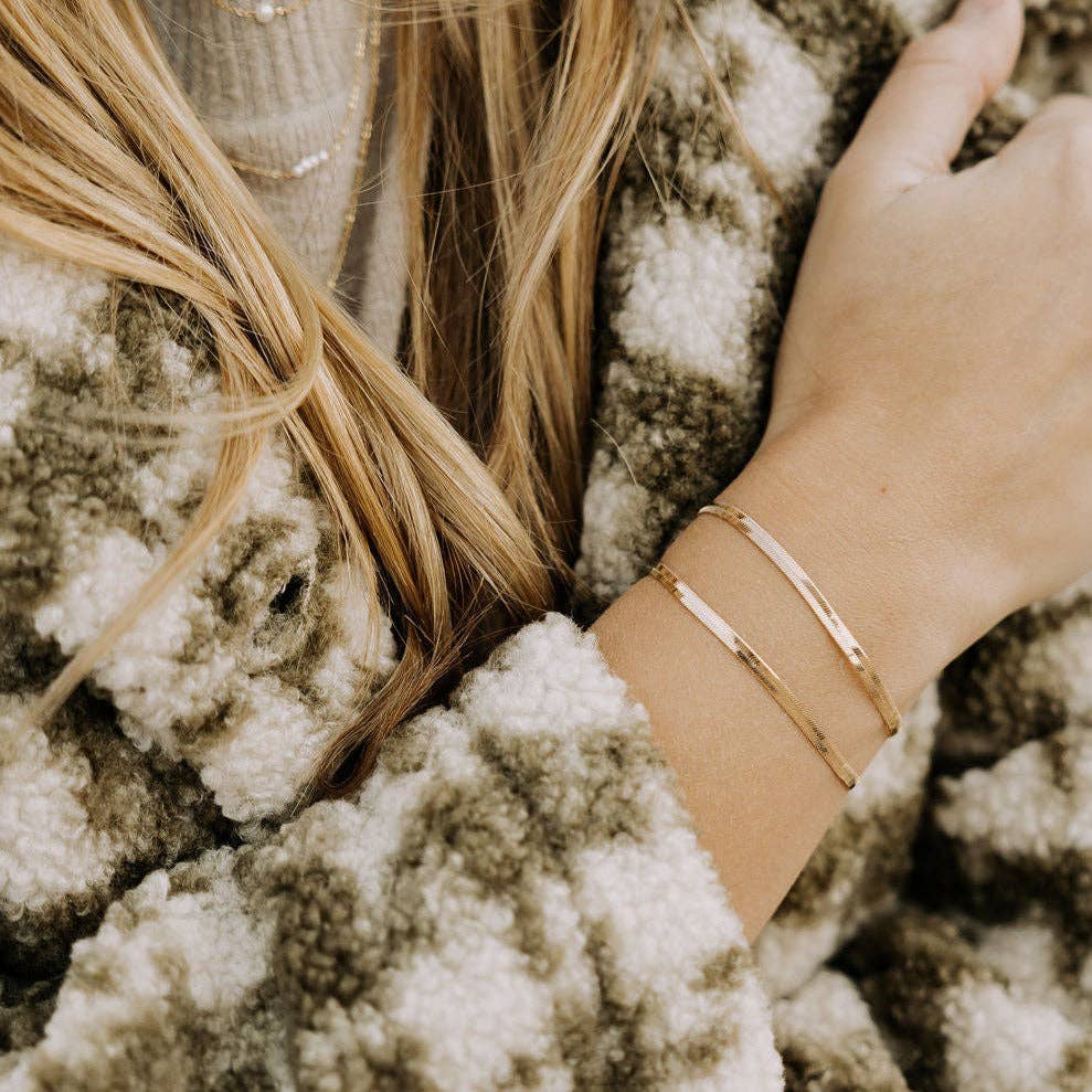 Jade Gold Filled Herringbone Bracelet: 7"