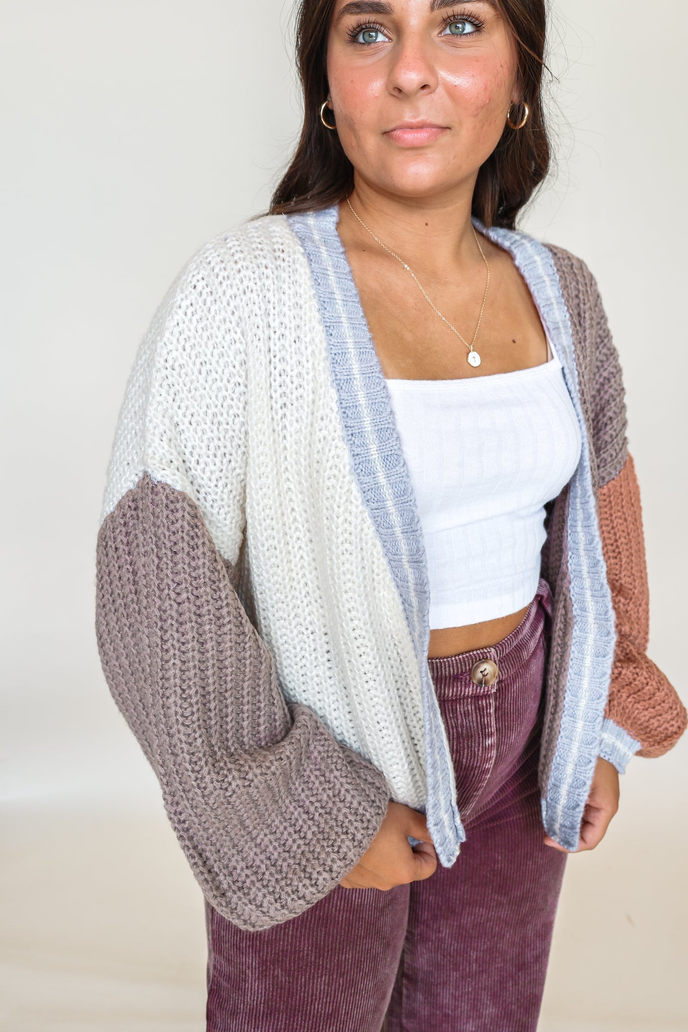 Oversized Color Block Cardigan