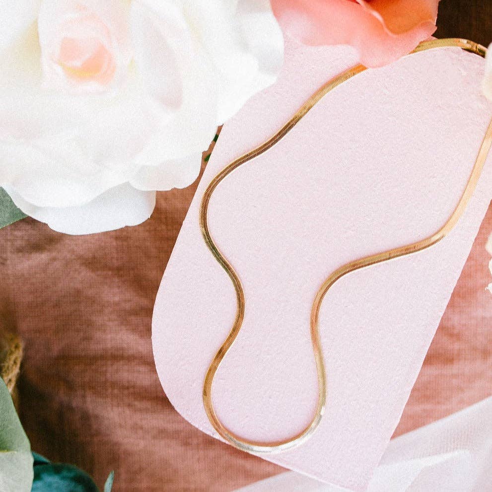 Jade Gold Filled Herringbone Necklace: Gold / 18 Inches