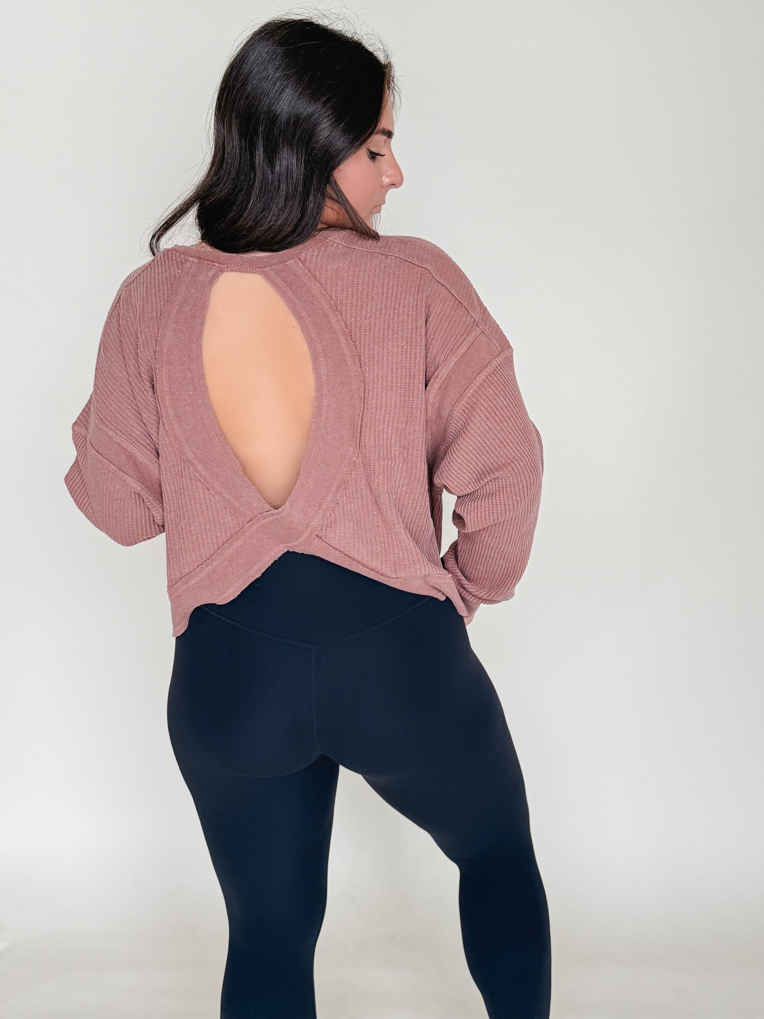 Open Back Textured Long Sleeve