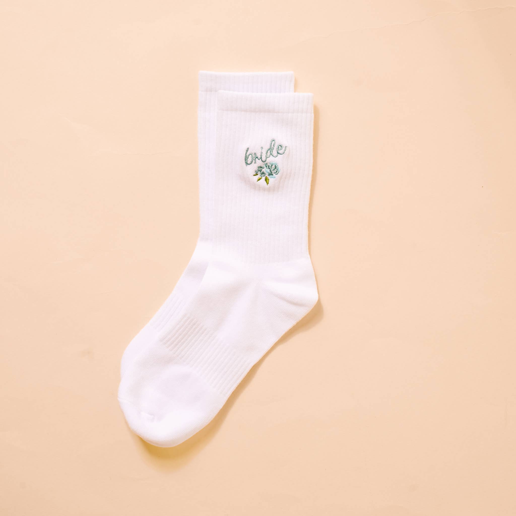 Embroidered Crew Socks-Bride