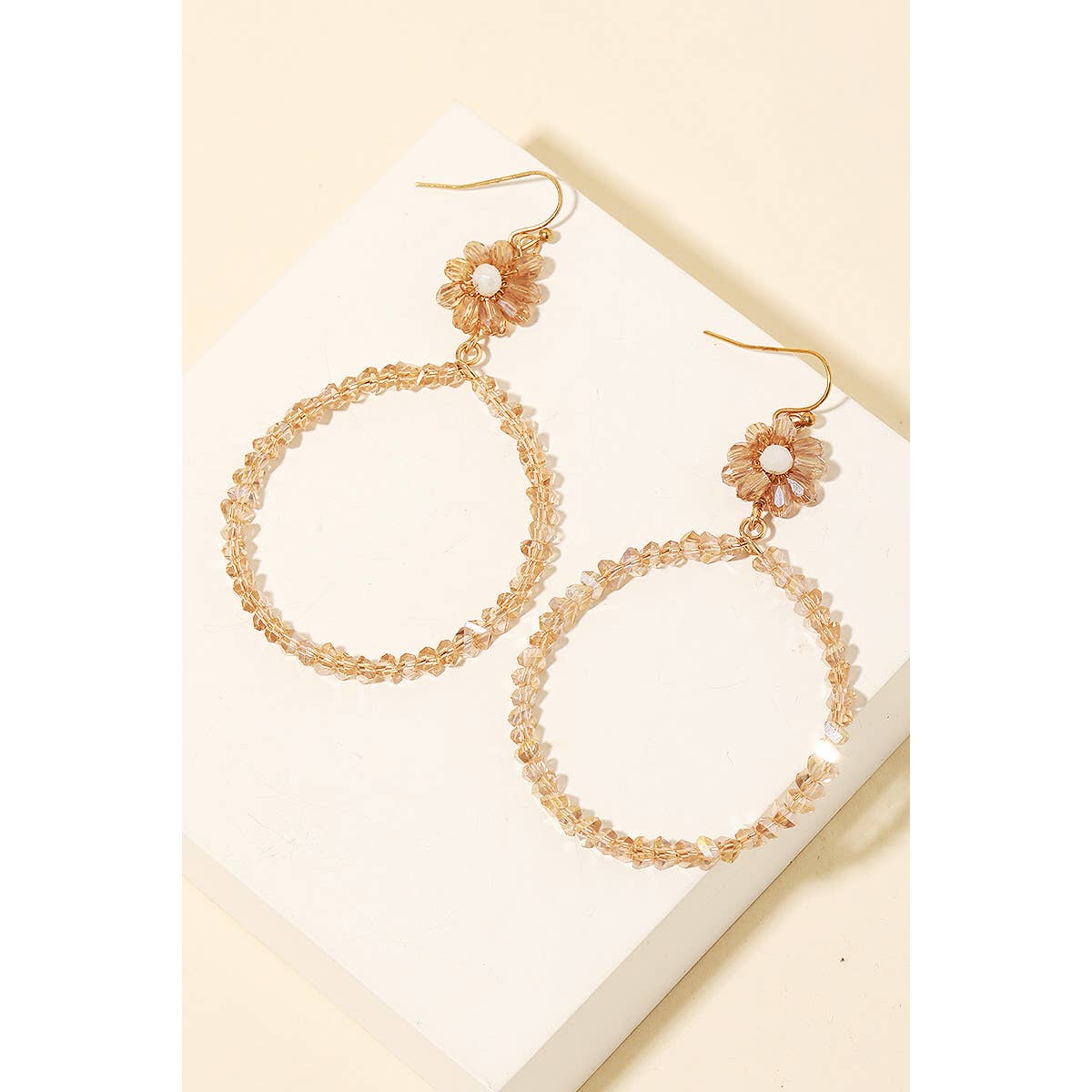 Triangle Beaded Hoop Drop Earrings: IV